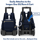 Lightweight Inogen Rove 6 Backpack by o2totes/Navy Quilted Fabric, breathable mesh panels, padded straps, zippered bottom