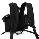 Adjustable black backpack with padded shoulder straps, mesh back, for oxygen concentrator