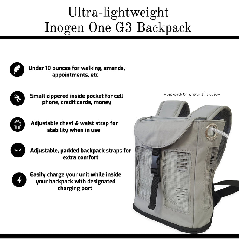 Ultra-Lightweight Inogen one G3 Backpack In Gray - O2TOTES